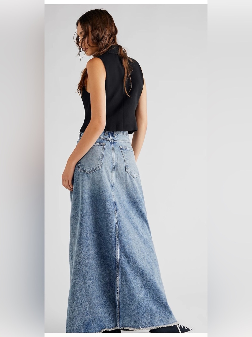 “We the Free” ‘Come as You Are’ DENIM MAXI SKIRT; Size 10; A-Line; mid-rise - Picture 3 of 5
